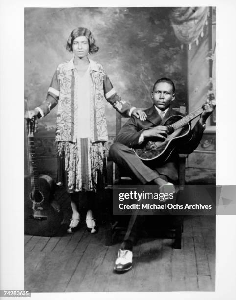 Blues guitarist and singer Memphis Minnie and her husband guitarist Kansas Joe McCoy pose for a portrait circa 1930.