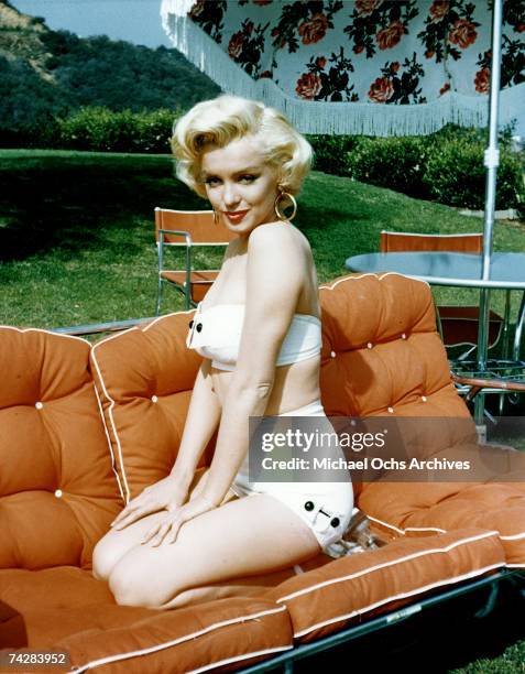 Actress Marilyn Monroe poses for a portrait in circa 1953.