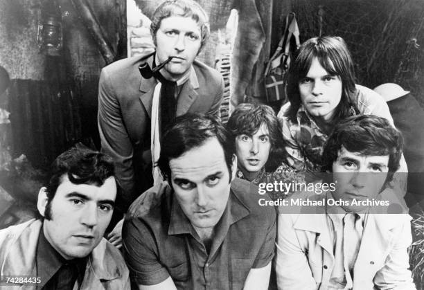 The six members of the Monty Python team, 1969. Left to right: Terry Jones, Graham Chapman , John Cleese, Eric Idle, Terry Gilliam and Michael Palin.