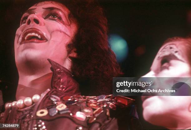 Tim Curry and Jamie Donnelly perform in The Rocky Horror Show at the Roxy Theatre in Los Angeles , California in March 1974.
