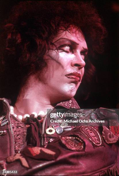 Tim Curry performs in The Rocky Horror Show at the Roxy Theatre in Los Angeles , California in March 1974.