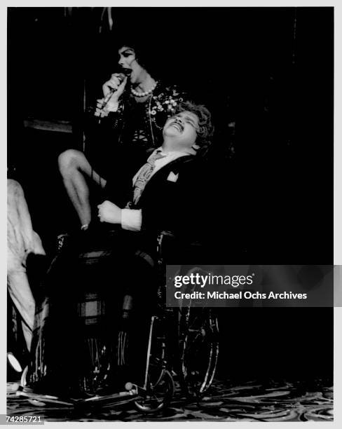 Tim Curry and Meat Loaf perform in The Rocky Horror Show at the Roxy Theatre in Los Angeles , California in March 1974.