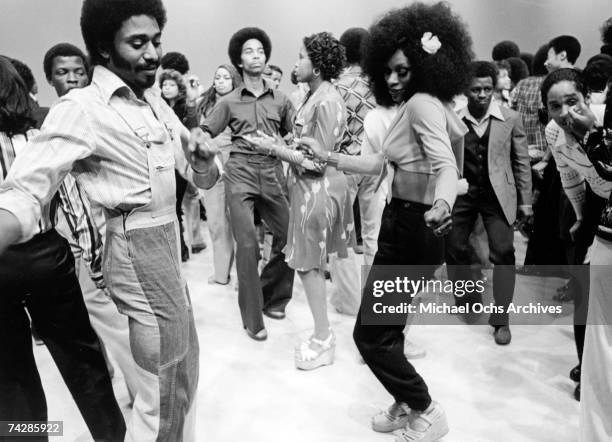 Dancers on television show Soul Train, circa 1972.