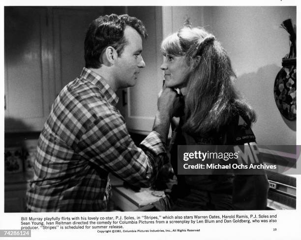 Actor Bill Murray flirts with actress P.J. Soles in the film 'Stripes'. Photo by Michael Ochs Archives/Getty Images