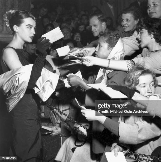 Photo of Leslie Caron, November 1955, California, Hollywood, Leslie Caron attending a movie premiere Photo by Michael Ochs Archives/Getty Images