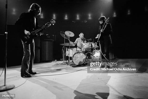 Rock band "Cream" performs onstage at Madison Square Garden on November 2, 1968 in New York City, New York. L-R: Jack Bruce, Ginger Baker, Eric...