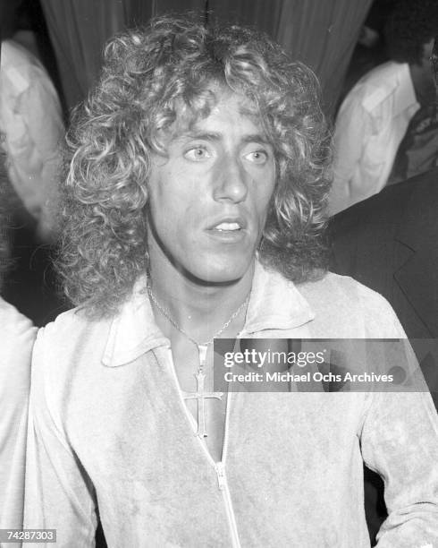 Singer Roger Daltrey of the rock and roll band 'The Who' attends a party on August 10, 1975 in Los Angeles, California.