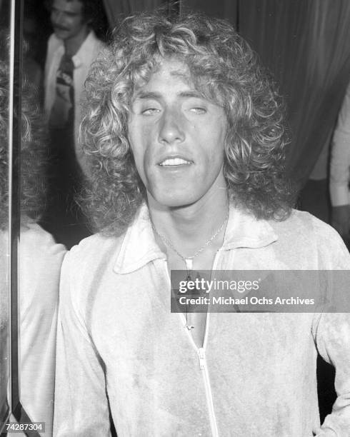 Singer Roger Daltrey of the rock and roll band 'The Who' attends a party on August 10, 1975 in Los Angeles, California.