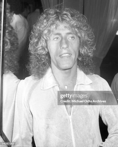 Singer Roger Daltrey of the rock and roll band 'The Who' attends a party on August 10, 1975 in Los Angeles, California.