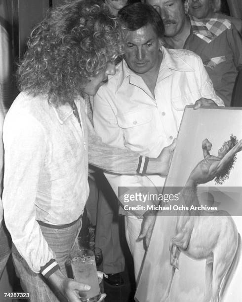 Singer Roger Daltrey of the rock and roll band 'The Who' attends a party on August 10, 1975 in Los Angeles, California.