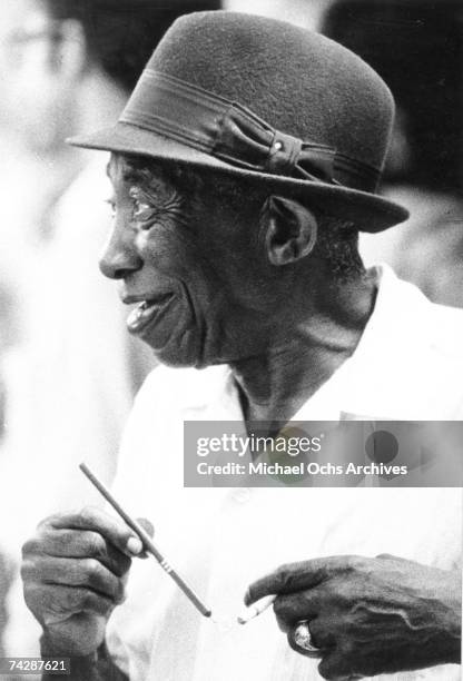 American country blues singer and guitarist, Mississippi John Hurt, circa 1960.