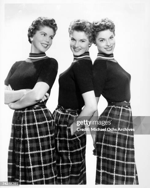 The McGuire Sisters (L-R Christine, Phyllis and Dorothy pose for a portrait circa 1955 in New York City, New York.