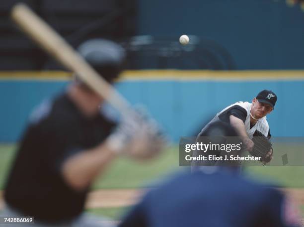 Ryan Dempster, pitcher for the Florida Marlins throws a pitch during the Major League Baseball National League East game against the Arizona...