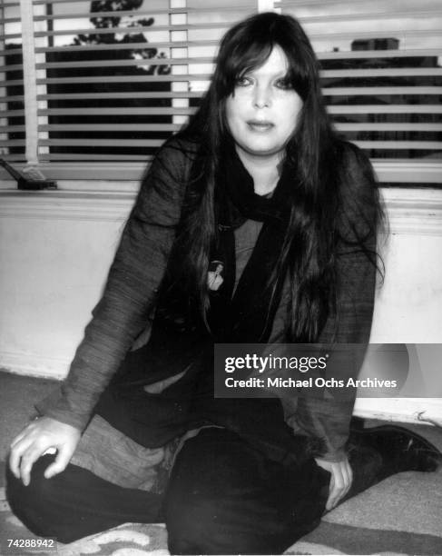 Singer and entertainer Nico poses for a portrait session in Paul Morrissey's apartment in 1980 in Los Angeles, California.