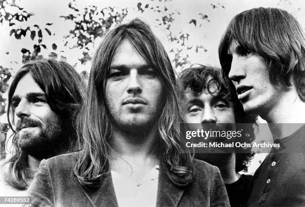 Circa 1973: Pink Floyd, pose for a publicity still, circa 1973.