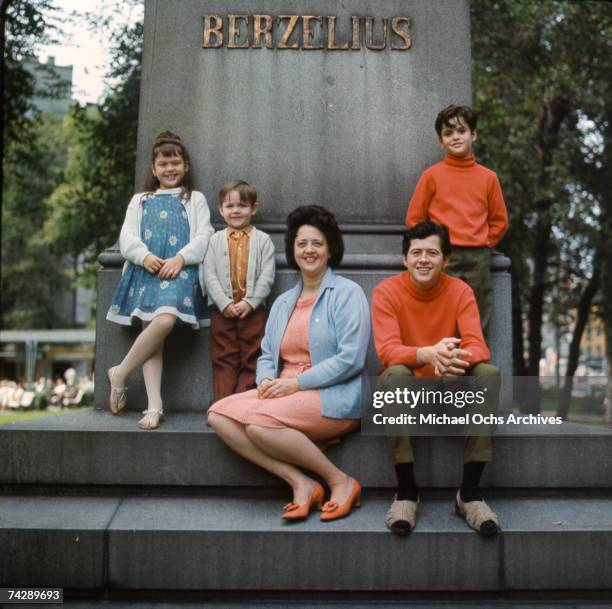 Olive and George Osmond with three of their children Marie, Jimmy and Donny, Stockholm, Sweden, circa 1966. (Photo by Michael Ochs Archives/Getty...