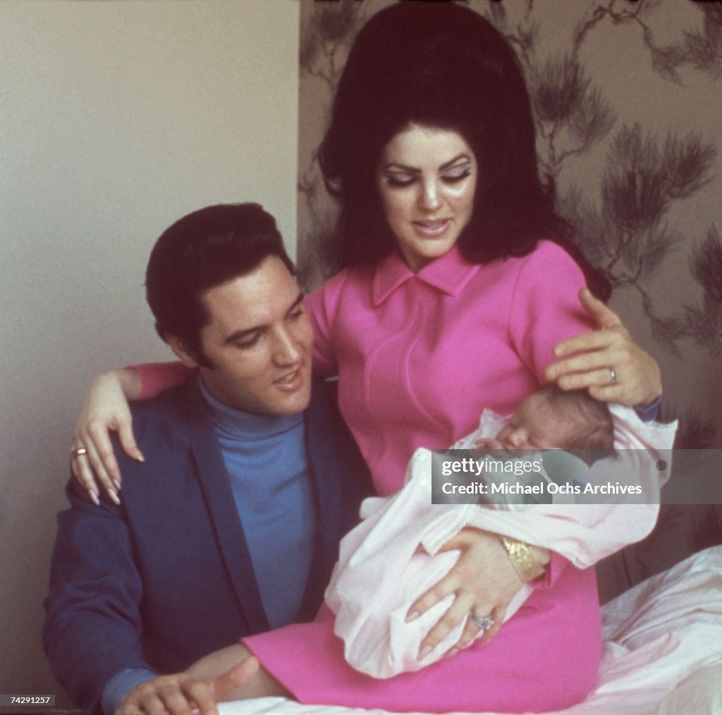 Elvis Presley and Priscilla with baby Lisa Marie