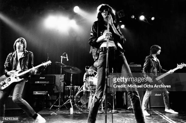 Punk group The Ramones performing onstage in circa 1977.