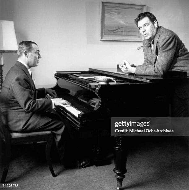 Composer Richard Rodgers & Oscar Hammerstein collaborate at the piano in 1943 in New York, New York.