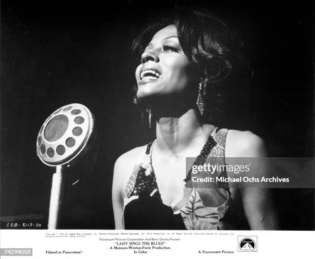 Singer and actress Diana Ross portrays jazz singe Billie Holiday in a publicity still for the 1972 Paramount Pictures film 'Lady Sings the Blues'