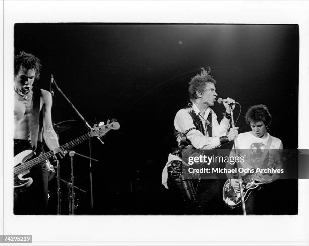 Punk band "The Sex Pistols" perform their last concert in Winterland on January 14, 1978 in San Francisco, CA. Sid Vicious, Paul Cook, Johnny Rotten,...