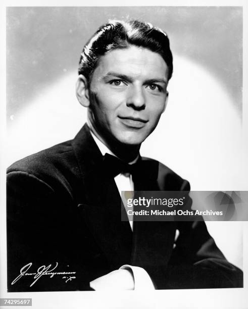 Pop singer Frank Sinatra poses for his first publicity portrait during his stint singing for the Tommy Dorsey Orchestra in New York City, New York.