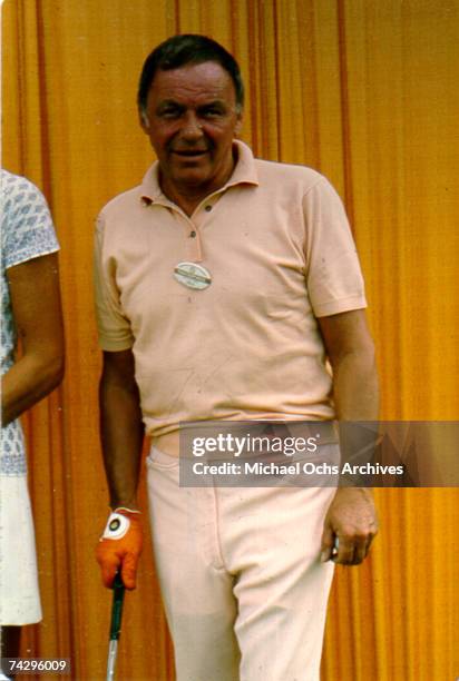 Pop singer Frank Sinatra at a celebrity golf tournament in October 1971.