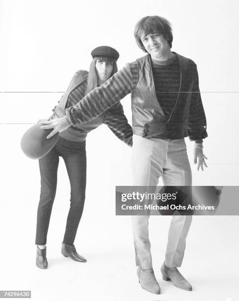 Entertainers Sonny Bono & Cher pose for a portrait session in October 1964.