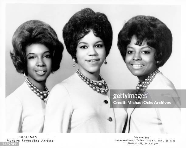 Motown singing group The Supremes pose for a portrait with Diana Ross, Florence Ballard and Mary Wilson in circa 1962 in New York.