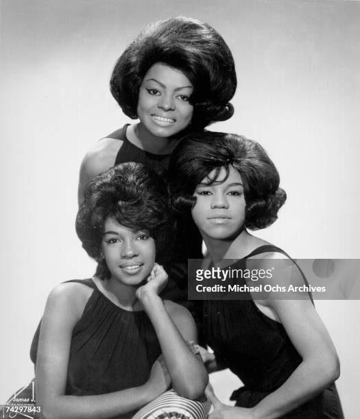 Motown singing group The Supremes pose for a portrait with Diana Ross, Florence Ballard and Mary Wilson in circa 1962 in New York.
