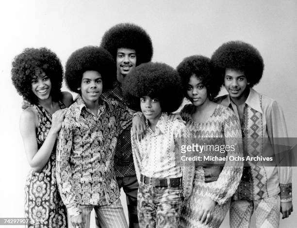And B group The Sylvers pose for a portrait in their backyard on February 23, 1972 in Los Angeles, California.