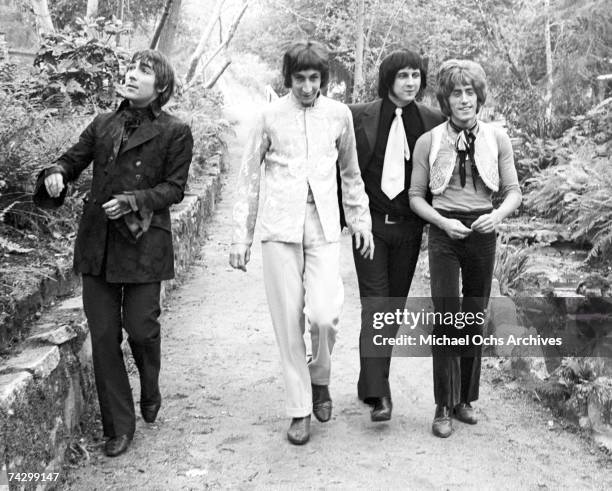 Singer Roger Daltrey, guitarist Pete Townshend, bassist John Entwistle and drummer Keith Moon of the rock and roll band "The Who" pose for a portrait...