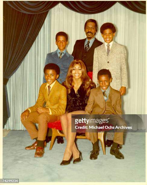 Ike & Tina Turner pose for a portrait with their son and step-sons in circa 1972. Clockwise from bottom left: Michael Turner , Ike Turner, Jr. , Ike...