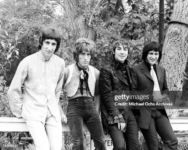 Singer Roger Daltrey, guitarist Pete Townshend, bassist John Entwistle and drummer Keith Moon of the rock and roll band "The Who" pose for a portrait...