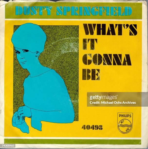 View of Dusty Springfield's 45rpm picture sleeve for her 1967 single "Whats It Gonna Be" released by Phillips Records.