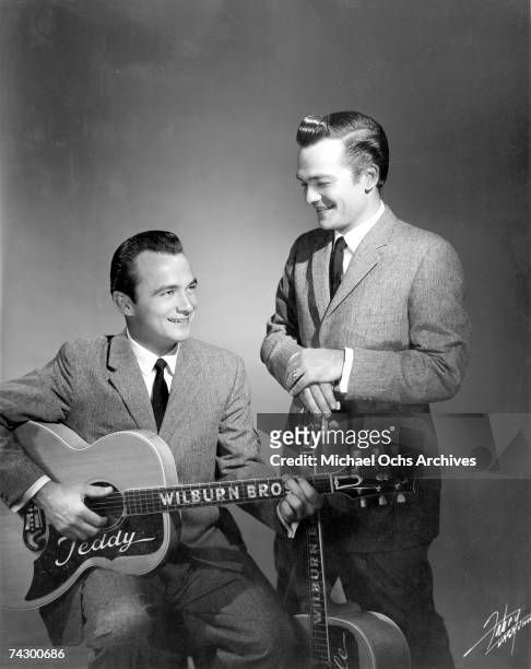 Country music duo The Wilburn Brothers pose for a record company publicity still circa 1960.