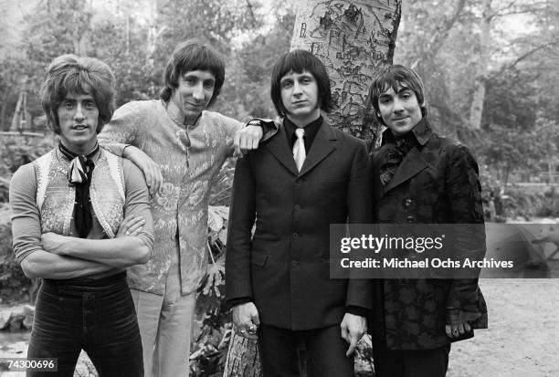 Singer Roger Daltrey, guitarist Pete Townshend, bassist John Entwistle and drummer Keith Moon of the rock and roll band "The Who" pose for a portrait...