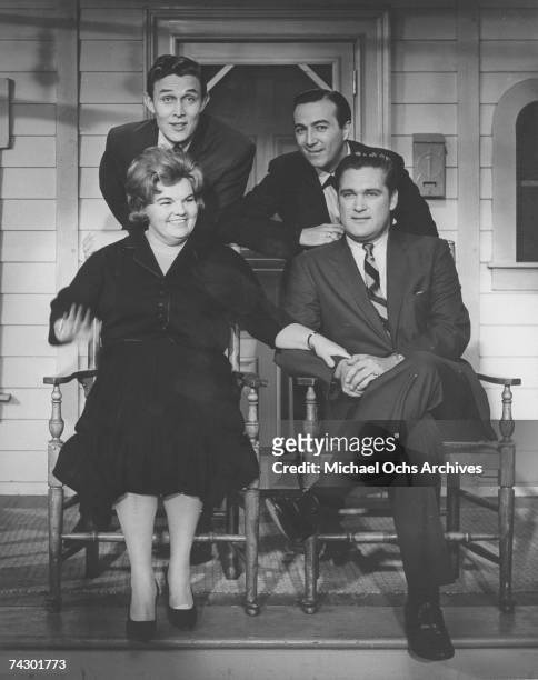 Country Singers : Jimmy Dean, Faron Young, Charlie Rich and Eileen Farrell pose for a portrait on the set of The Jimmy Dean show in 1964 Photo by...