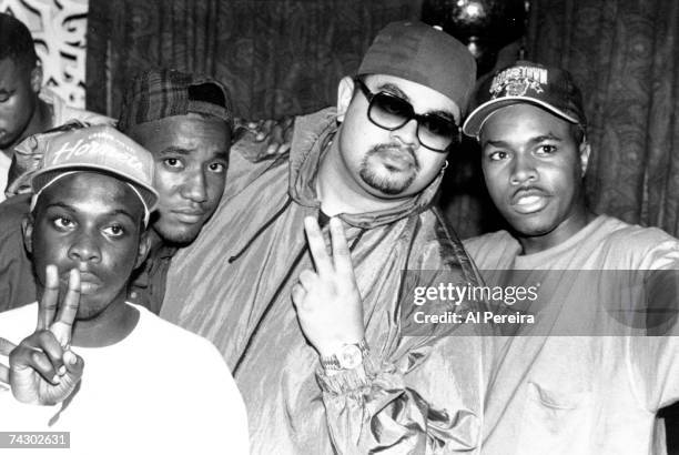 Rappers Phife Dawg, Q-Tip, Heavy D and D-Nice attend an album-release party for A Tribe Called Quest's "The Low End Theory" on September 16, 1991 in...