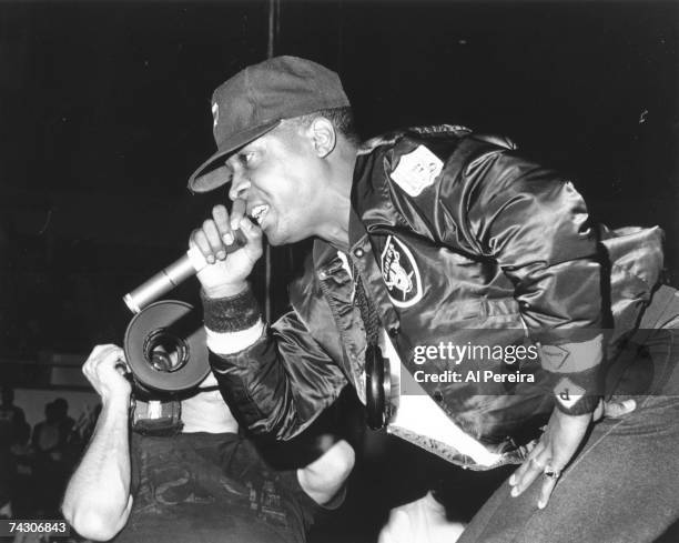 Chuck D of the rap group "Public Enemy" performs onstage in circa 1988 in New York, New York.