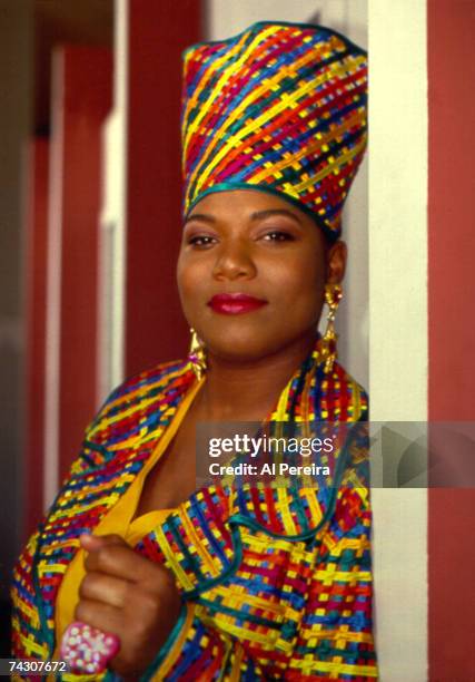 American rapper and actress, Queen Latifah, circa 1990. Photo by Al Pereira/Michael Ochs Archives/Getty Images