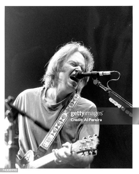 Neil Young and Crazy Horse perform at Jones Beach on August 26, 1996 in Wantagh, New York.