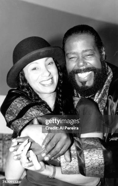 Musician Barry White appears in a photo with MTV's "Downtown" Julie Brown during a portrait session taken on October 8 in New York City.