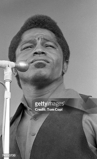 Godfather of soul James Brown performs onstage at the Newport Jazz Festival on July 6, 1969 in Newport, Rhode Island.