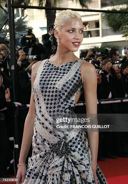 French model and actress Noemie Lenoir smiles 24 May 2007 as she arrives at the Festival Palace in Cannes, southern France, for the premiere of US...