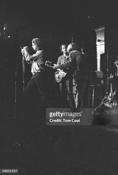 American rock group The Doors on performing on stage, circa 1969.