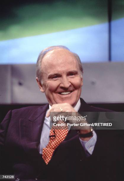 John F. Welch Jr., the CEO of General Electric, smiles during an interview in this undated photo.