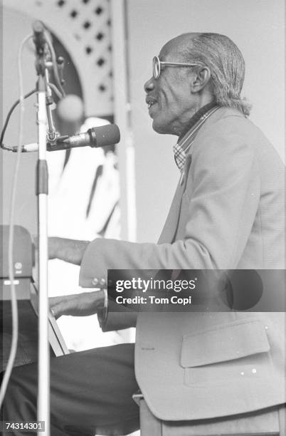 Musician Professor Longhair performs at the Monterey Jazz Festival in Monterey, California in October 1977.