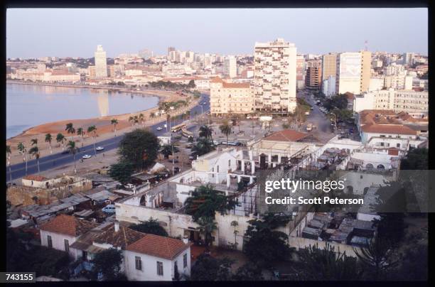 The shoreline curves along the downtown section June 7, 1992 in Luanda, Angola. Angola has been engulfed in civil war and political strife since...