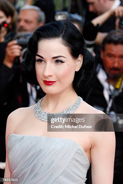 Dita von Teese attends the screening of ''Ocean's 13'' on May 24, 2007 in Cannes France.